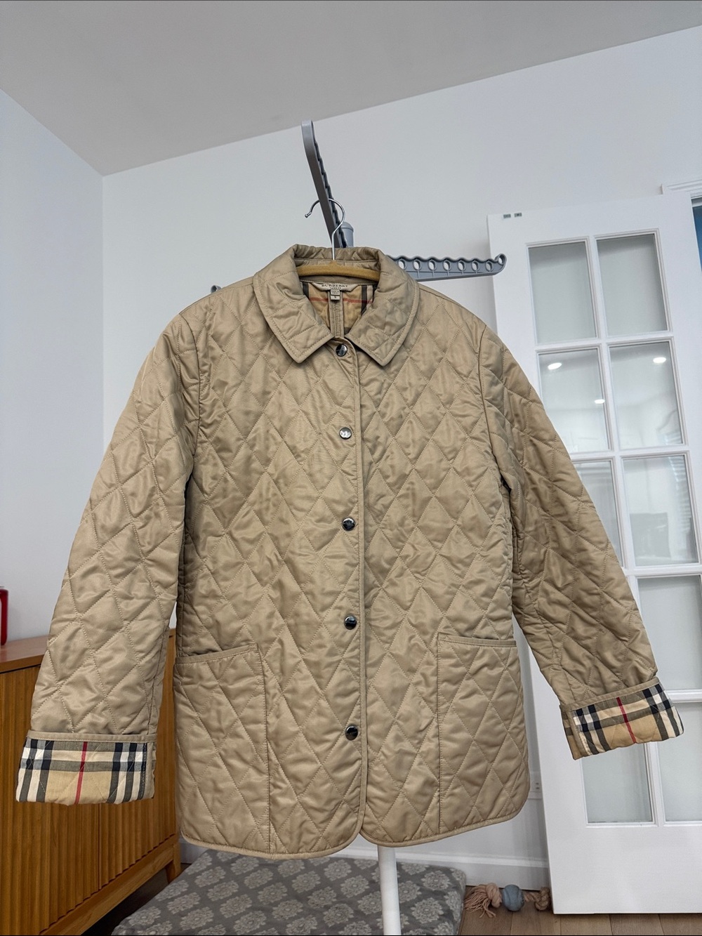 Burberry Quilted Women's Jacket. Size S. tan beige